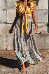 Polka Dot Ruffled Maxi Skirts - MVTFASHION.COM