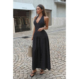 Polka Dot Vintage Halter Neck Maxi Dress - MVTFASHION.COM