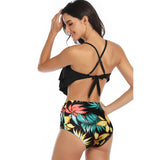 Print Sleeveless Ruffle Push Up High Waisted Bikini - MVTFASHION.COM