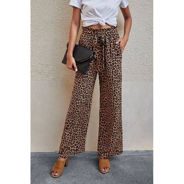 Print Wide Leg Drawstring Pants - MVTFASHION.COM