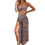 Printed Two Pieces Split Sheer Mesh Pants Swimsuit - MVTFASHION.COM