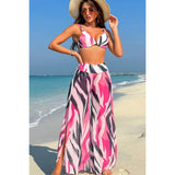 Printed Two Pieces Split Sheer Mesh Pants Swimsuit - MVTFASHION.COM