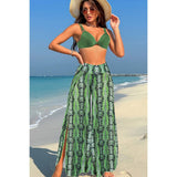 Printed Two Pieces Split Sheer Mesh Pants Swimsuit - MVTFASHION.COM