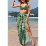 Printed Two Pieces Split Sheer Mesh Pants Swimsuit - MVTFASHION.COM