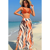 Printed Two Pieces Split Sheer Mesh Pants Swimsuit - MVTFASHION.COM