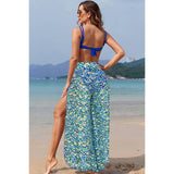 Printed Two Pieces Split Sheer Mesh Pants Swimsuit - MVTFASHION.COM