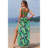 Printed Two Pieces Split Sheer Mesh Pants Swimsuit - MVTFASHION.COM