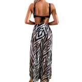 Printed Two Pieces Split Sheer Mesh Pants Swimsuit - MVTFASHION.COM