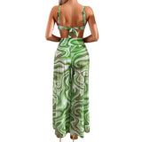 Printed Two Pieces Split Sheer Mesh Pants Swimsuit - MVTFASHION.COM