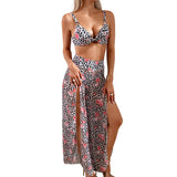 Printed Two Pieces Split Sheer Mesh Pants Swimsuit - MVTFASHION.COM