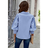 Puff Wide Sleeves Button Up Loose Fit Blouse - MVTFASHION.COM