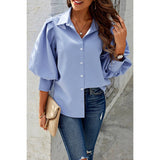 Puff Wide Sleeves Button Up Loose Fit Blouse - MVTFASHION.COM