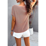 Round Neck Drop Shoulder Pocket Knit Sweater - MVTFASHION.COM