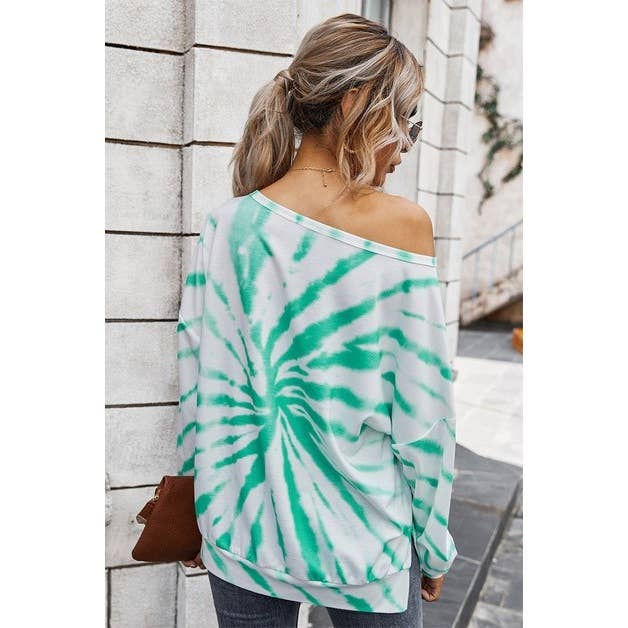 Round Neck Loose Tie Dye Top - MVTFASHION.COM