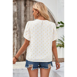 Round Neck Ruched Dot Print Loose Blouse - MVTFASHION.COM