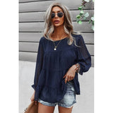 Round Neck Solid Long Sleeve Top - MVTFASHION.COM