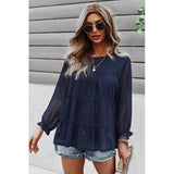 Round Neck Solid Long Sleeve Top - MVTFASHION.COM
