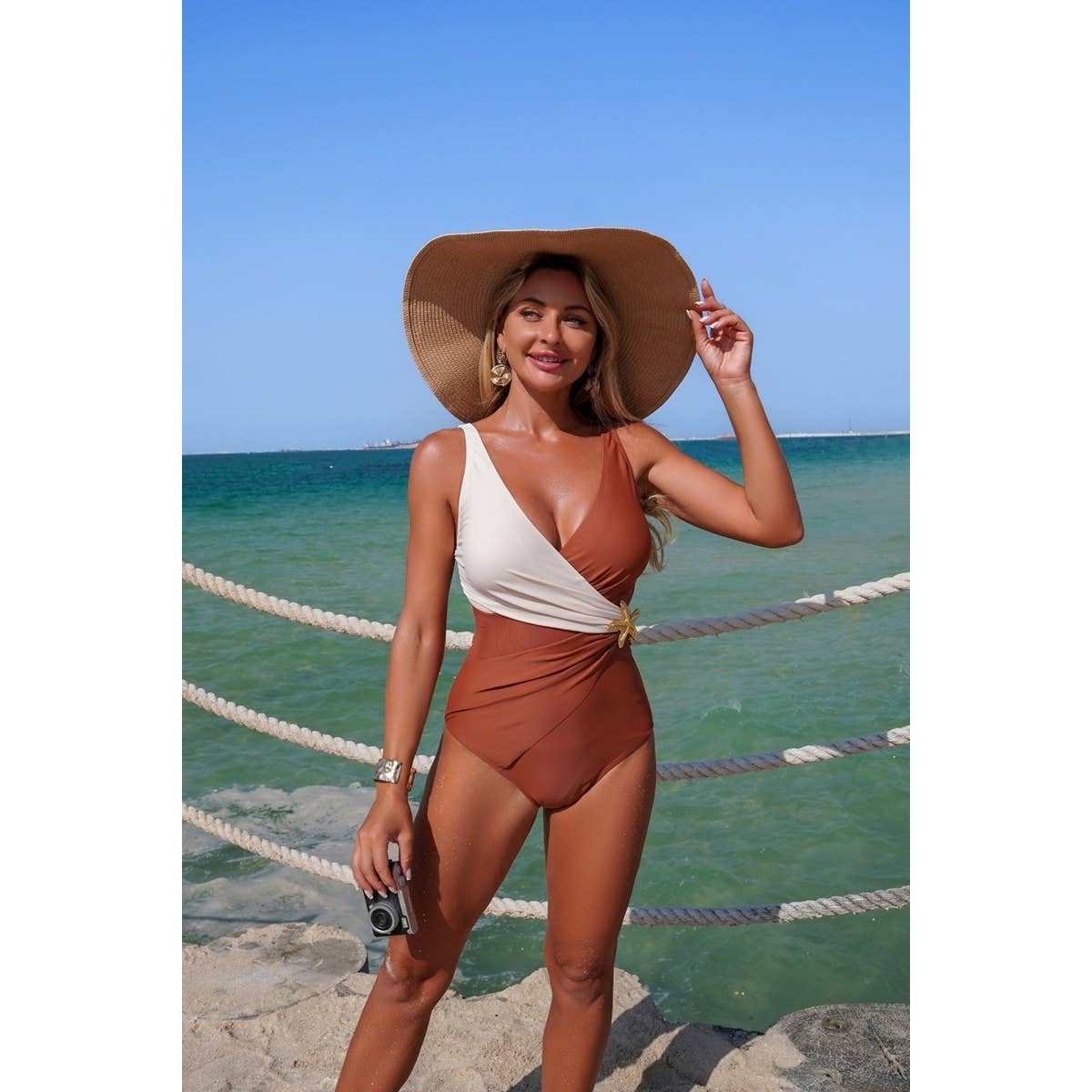 Ruched Criss Cross Tummy Control Swimsuit - MVTFASHION.COM