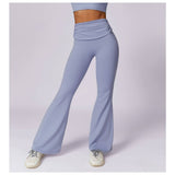 Ruched High Waist Solid Long Elastic Flare Pants - MVTFASHION.COM