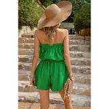 Ruched Off Shoulder Solid Romper - MVTFASHION.COM