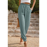 Ruched Solid Pockets Pant - MVTFASHION.COM