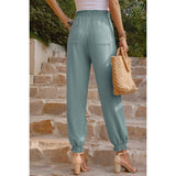 Ruched Solid Pockets Pant - MVTFASHION.COM