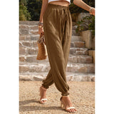 Ruched Solid Pockets Pant - MVTFASHION.COM