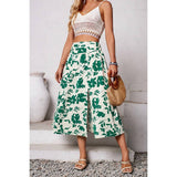 Ruched Waist Floral Print Side Open Skirt - MVTFASHION.COM