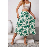 Ruched Waist Floral Print Side Open Skirt - MVTFASHION.COM