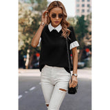 Ruffle Sleeves Solid Color Block Loose Fit Blouse - MVTFASHION.COM