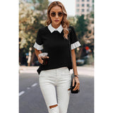 Ruffle Sleeves Solid Color Block Loose Fit Blouse - MVTFASHION.COM