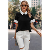 Ruffle Sleeves Solid Color Block Loose Fit Blouse - MVTFASHION.COM