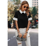 Ruffle Sleeves Solid Color Block Loose Fit Blouse - MVTFASHION.COM