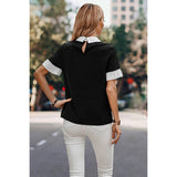 Ruffle Sleeves Solid Color Block Loose Fit Blouse - MVTFASHION.COM