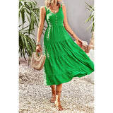 Sleeveless Boat Beck Button Ruched Hem Ruffle Dress - MVTFASHION.COM