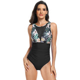 Sleeveless Color Block Floral Fit Lace Swimsuits - MVTFASHION.COM