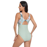 Sleeveless Color Block Floral Fit Lace Swimsuits - MVTFASHION.COM