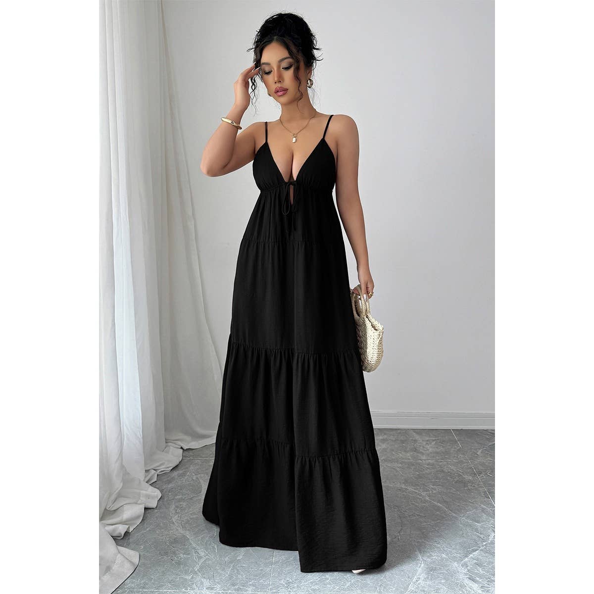 Sleeveless Elegant Suspender Aline Maxi Dress - MVTFASHION.COM