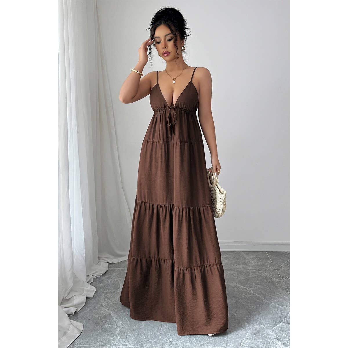 Sleeveless Elegant Suspender Aline Maxi Dress - MVTFASHION.COM