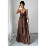 Sleeveless Elegant Suspender Aline Maxi Dress - MVTFASHION.COM