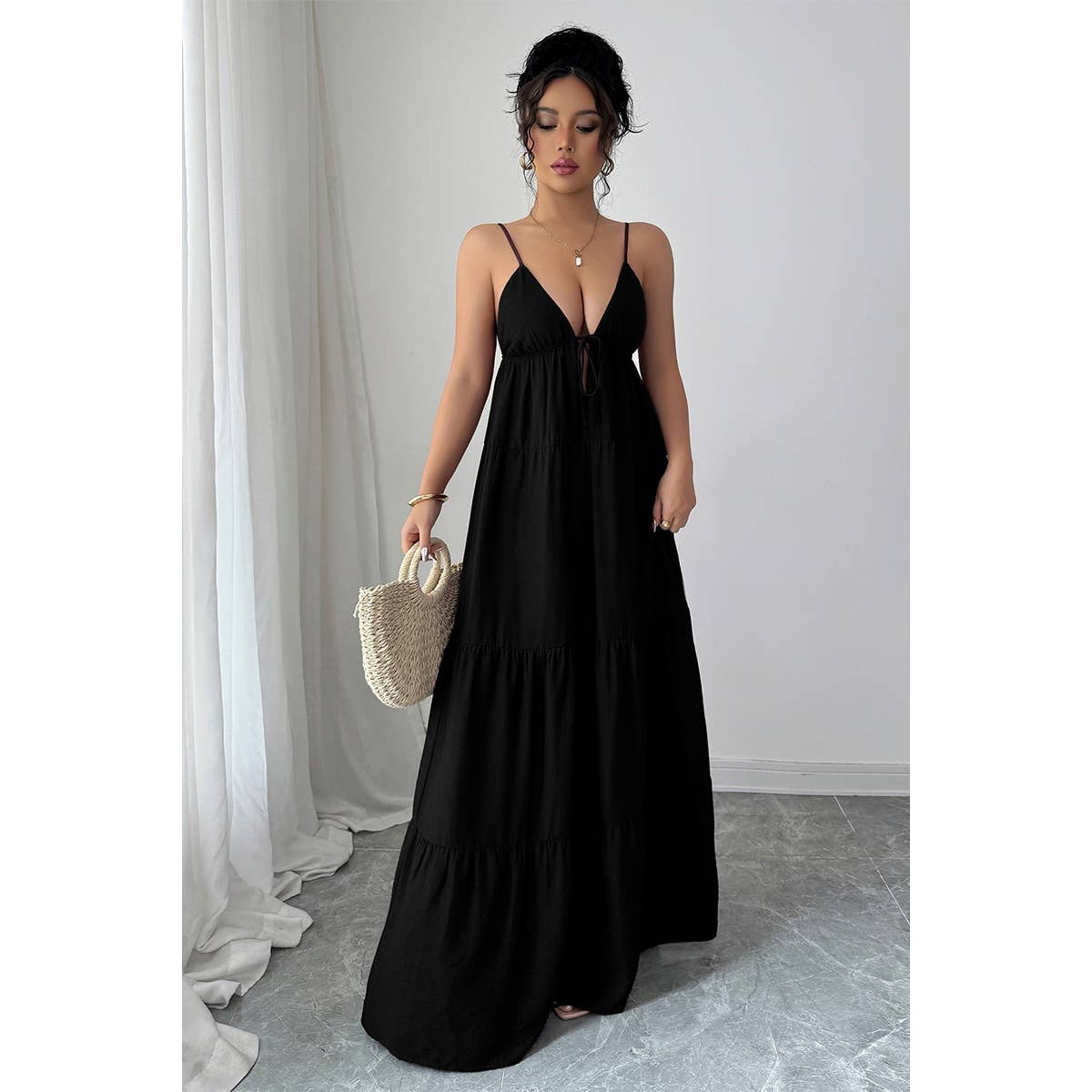 Sleeveless Elegant Suspender Aline Maxi Dress - MVTFASHION.COM