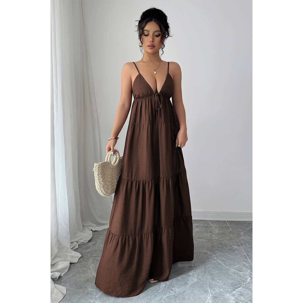 Sleeveless Elegant Suspender Aline Maxi Dress - MVTFASHION.COM