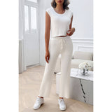 Sleeveless Knit High Waist Two Pieces Fit Set - MVTFASHION.COM