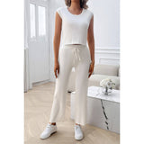 Sleeveless Knit High Waist Two Pieces Fit Set - MVTFASHION.COM