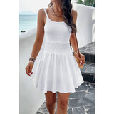 Sleeveless Low Neck Elastic Waist Ruched Dress - MVTFASHION.COM