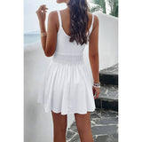 Sleeveless Low Neck Elastic Waist Ruched Dress - MVTFASHION.COM