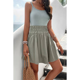 Sleeveless Low Neck Elastic Waist Ruched Dress - MVTFASHION.COM