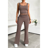 Sleeveless Square Neck Ruched Elastic Fit Sets - MVTFASHION.COM