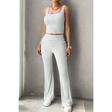 Sleeveless Square Neck Ruched Elastic Fit Sets - MVTFASHION.COM