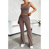 Sleeveless Square Neck Ruched Elastic Fit Sets - MVTFASHION.COM